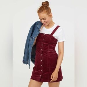 H&M Burgundy Corduroy Mini Dress